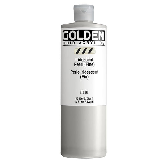 Fluid Acrylics by GOLDEN, Iridescent Pearl (Fine), 16 fl. oz. Bottle, Professional Acrylic Paint, Semi-Transparent