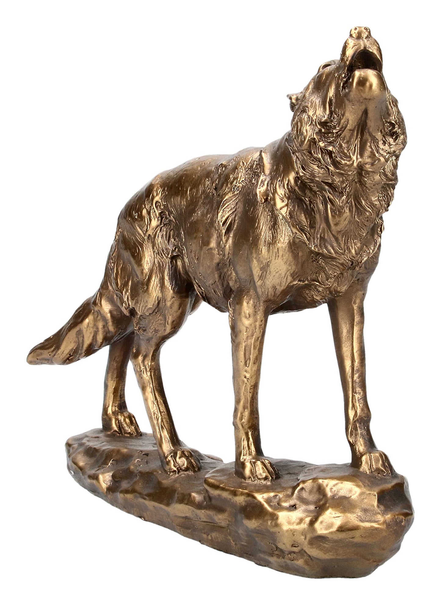 Pacific Giftware Animal World Howling Wolf Golden Finish Resin Figurine