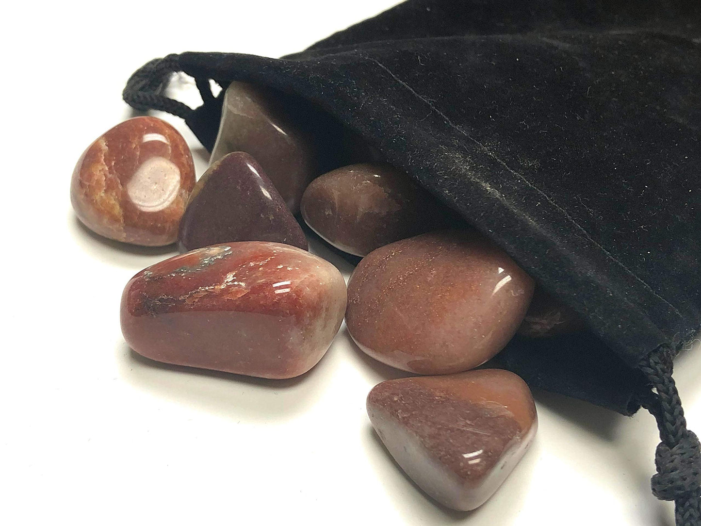 Zentron Crystal Collection: Tumbled Red Aventurine Stones - Large 1" Pieces in Velvet Bag (1 Pound)