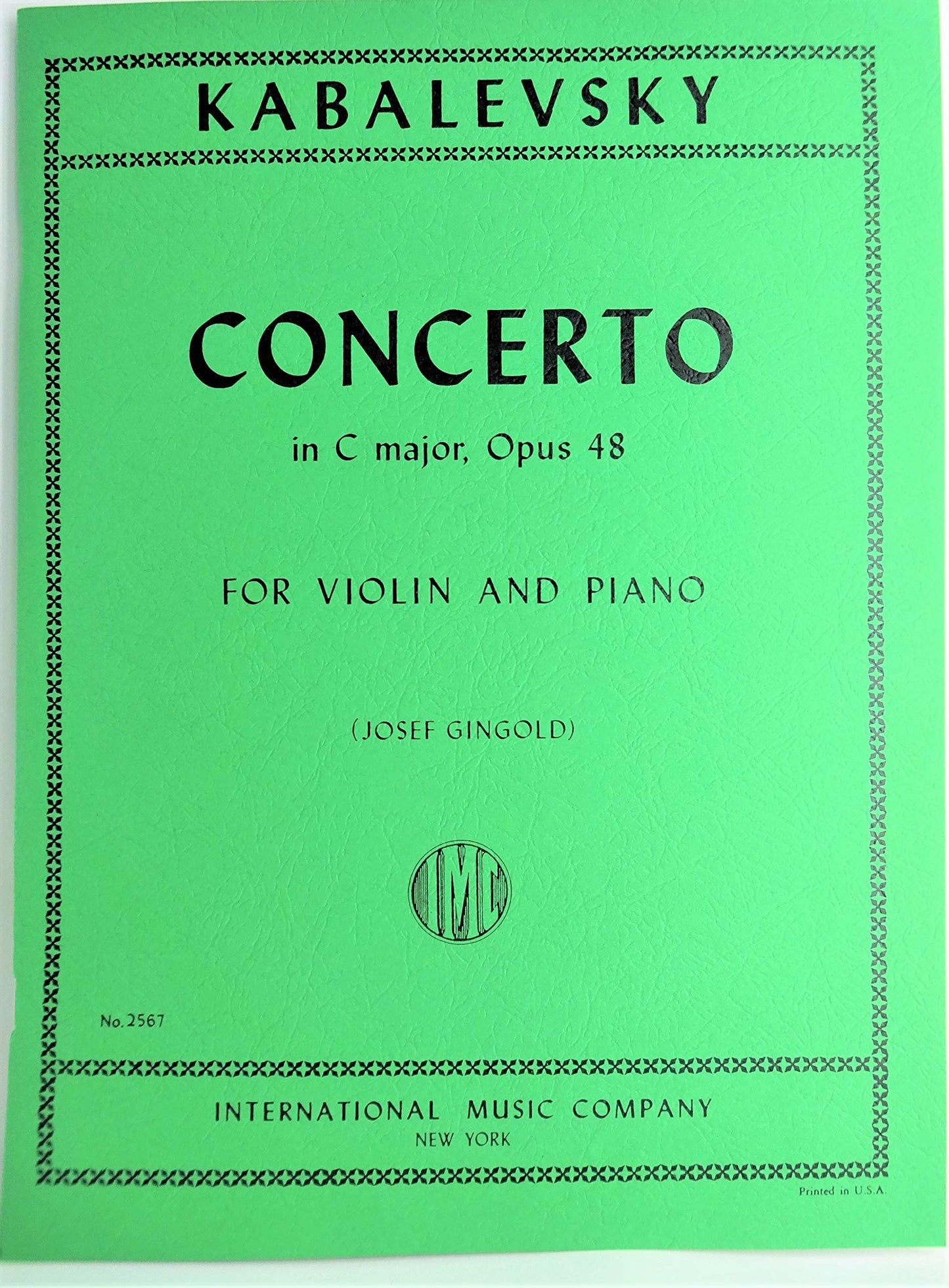 Kabalevsky, Dmitri Concerto in C Major, Op 48 Violin and Piano by Josef Gingold - International