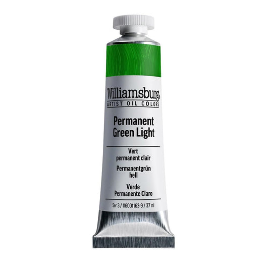 Williamsburg Artist Oil Colors by GOLDEN, Permanent Green Light, 37 ml tube, Professional Oil Paint, Semi-Opaque