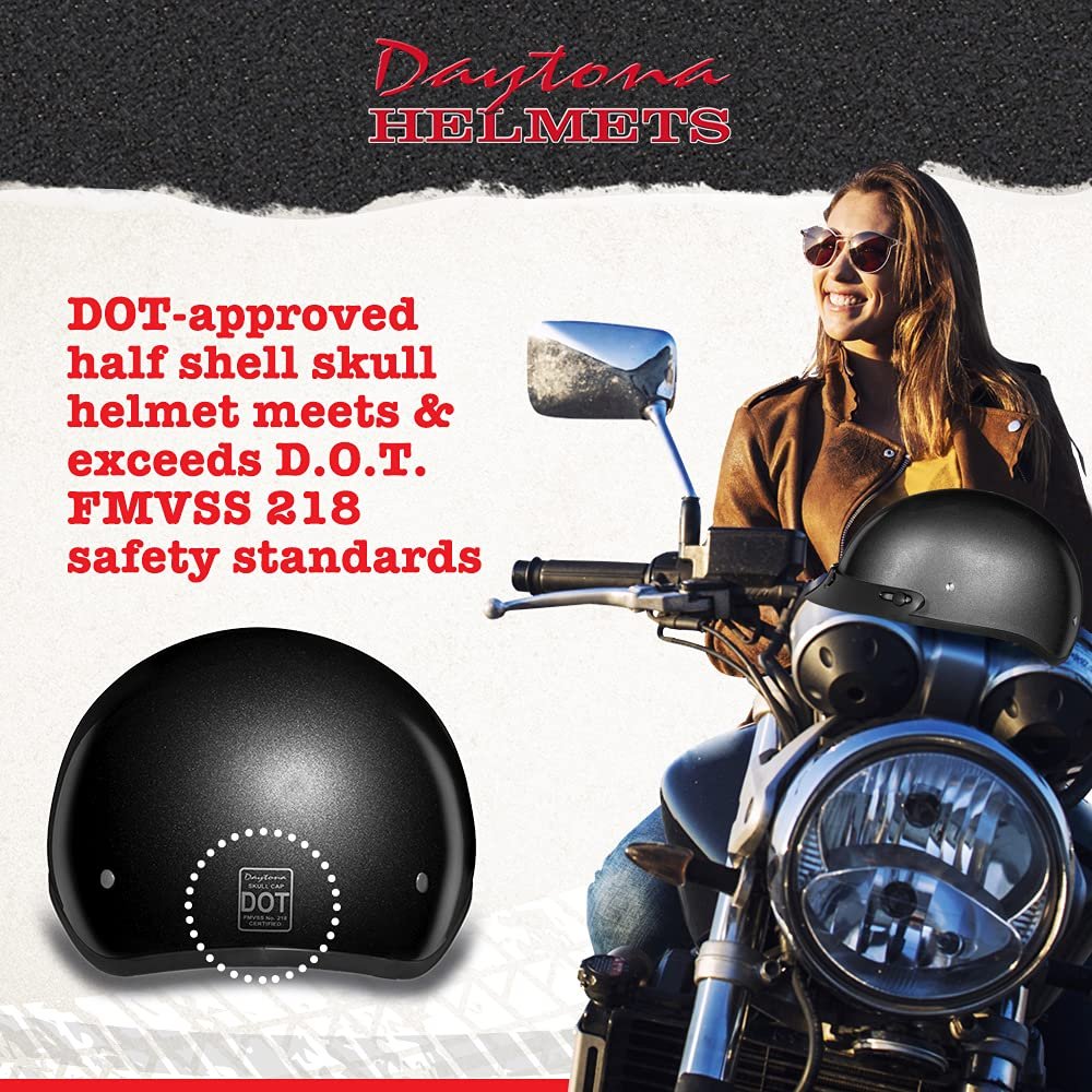 Daytona Helmets Half Skull Cap Motorcycle Helmet – DOT Approved [Graphics]…