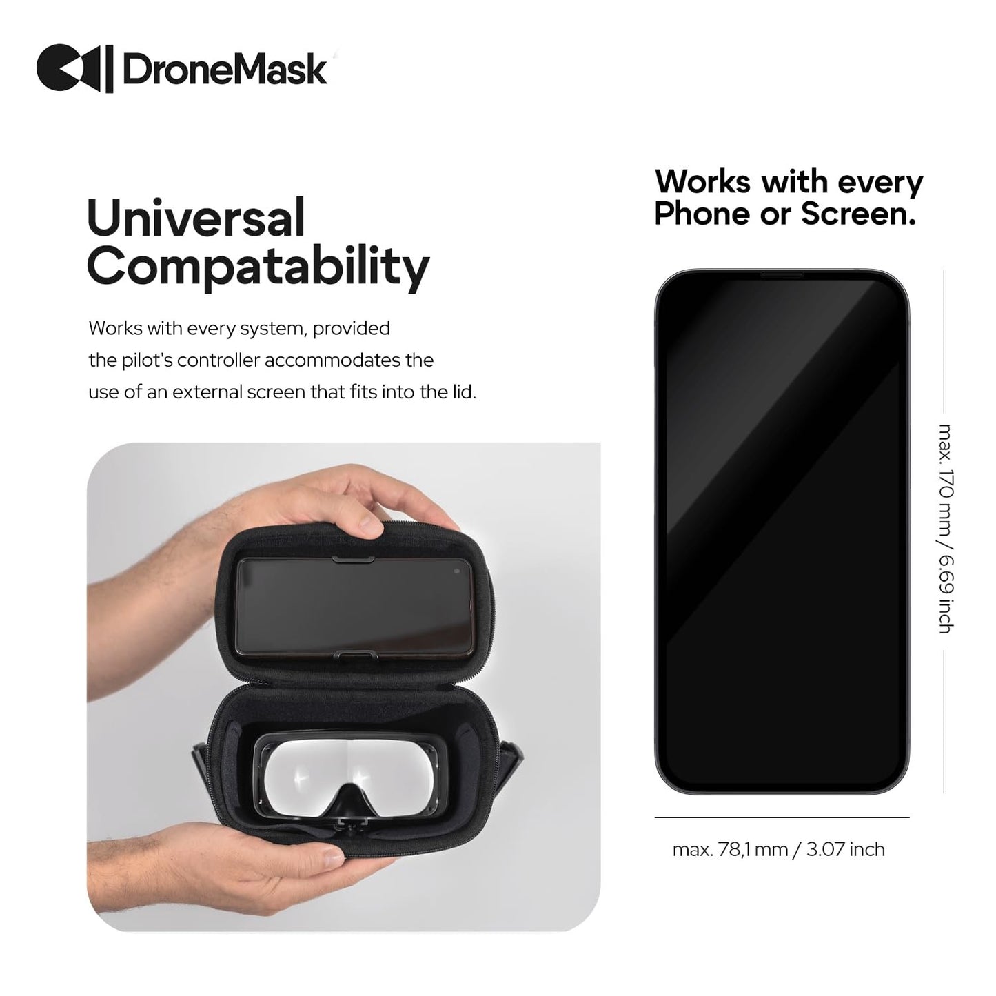 DroneMask 1 | Patented Unibody Lens FPV Goggles | Immersive VR Headset for DJI & GPS Drones
