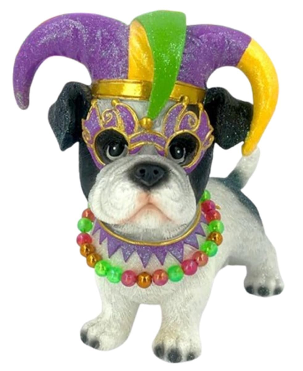 December Diamonds Resin Mardi Gras Bulldog Ornament Collectible 5 Inches