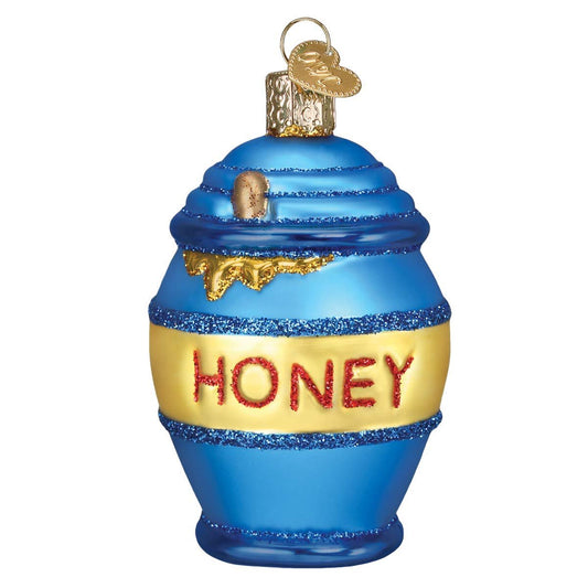 Old World Christmas Bee Collection Glass Blown Ornament for Christmas Tree, Honey Pot