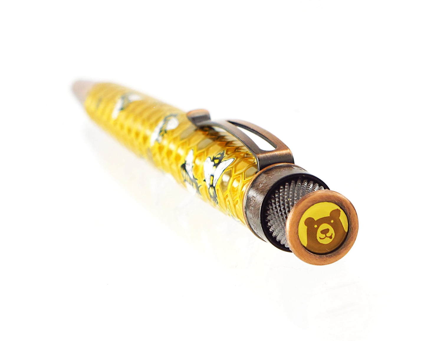 Retro 1951 Tornado™ Rescue - "Buzz" Honeybee Ballpoint Pen - Acid-etched Honeycomb Design Bee Pen - Proceeds Benefit NW Honey Bee Habitat Restoration