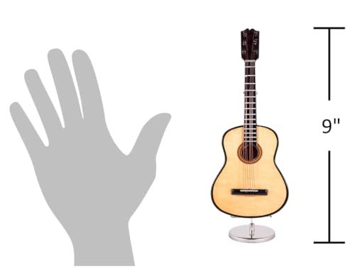 Broadway Gifts Miniature Wooden Classic Steel String Guitar Music Box and Black Case - Plays Hey Jude