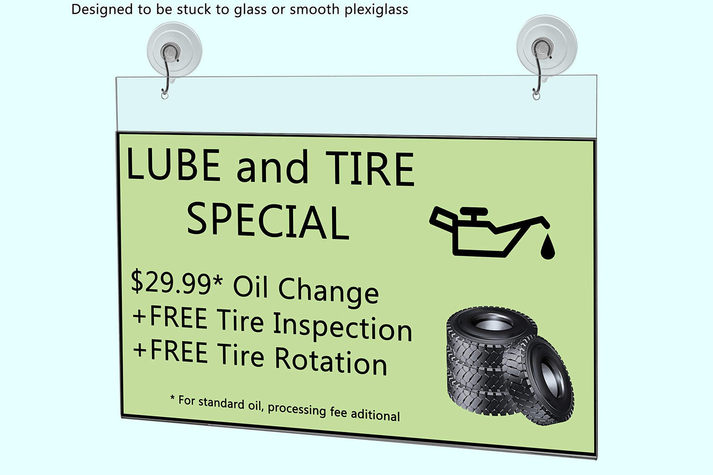 Marketing Holders 2 Pack Suction Cup Hooks Sign Holder 14” x 8.5" Document Holder Double Sided Window Mount Menus Daily Specials and Events Sign Sleeve for Restaurants and Cafes