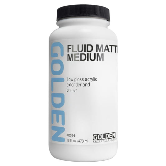 Fluid Matte Medium by Golden, 16 oz jar, Professional Fluid Mediums, Decreases Gloss, Increases Translucency, Extends Color