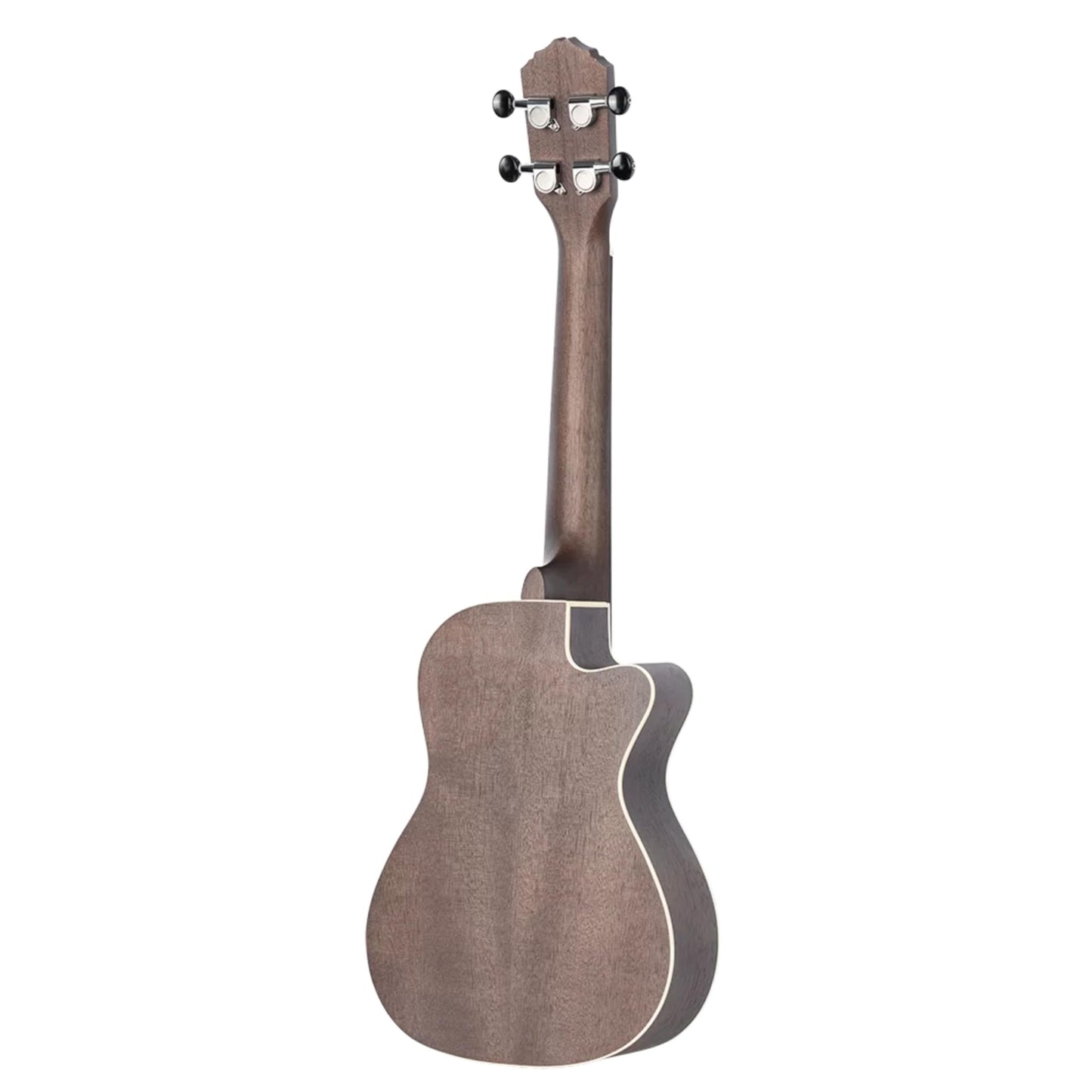 Ortega Guitars, 4-String Earth Series Concert Left-Handed Acoustic/Electric Ukulele, Transparent Black, (RUCOAL-CE-L)