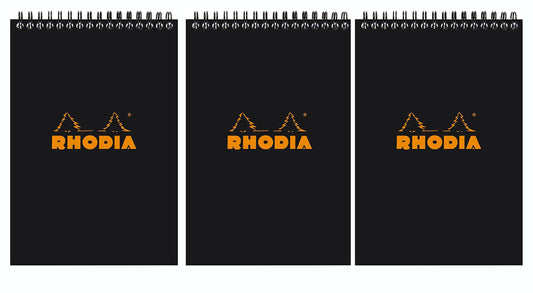 Rhodia Wirebound Black Notepads graph - 4 in. x 6 in., Pack of 3