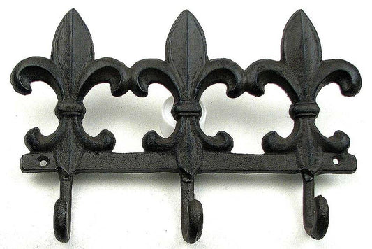 Cast Iron Fleur De Lis Triple Hook