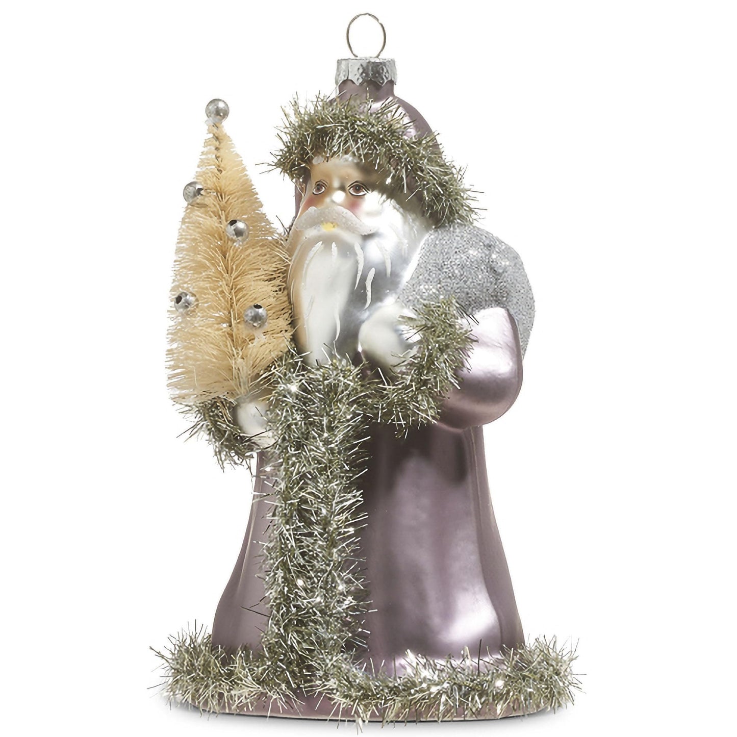 RAZ Imports Amethyst Santa Ornament, 7-inch Height, Glass and Plastic, Christmas, Home Décor