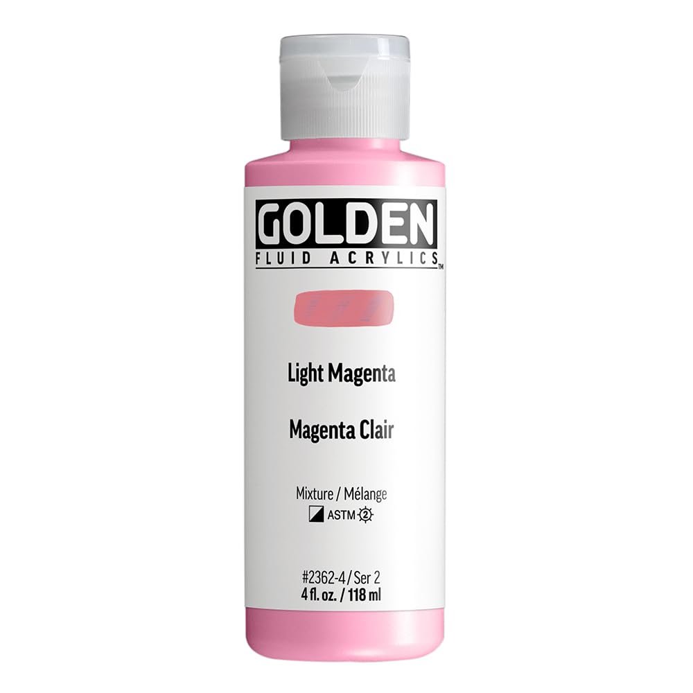 Fluid Acrylics by GOLDEN, Light Magenta, 4 fl. oz. Bottle, Professional Acrylic Paint, Semi-Opaque