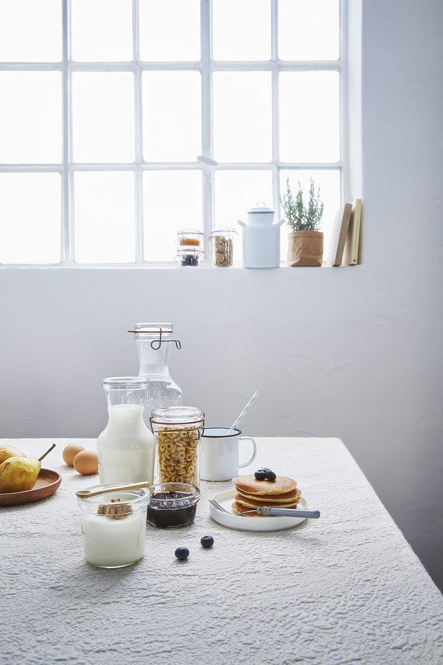 Luigi Bormioli Lock-Eat 3pc Jar Set (Set of 3) : Innovative Glass Lid, Easy to Close, Easy to Open, Dishwasher Safe, Microwave Safe, Canning Safe, Freezer Safe, Stackable Jars