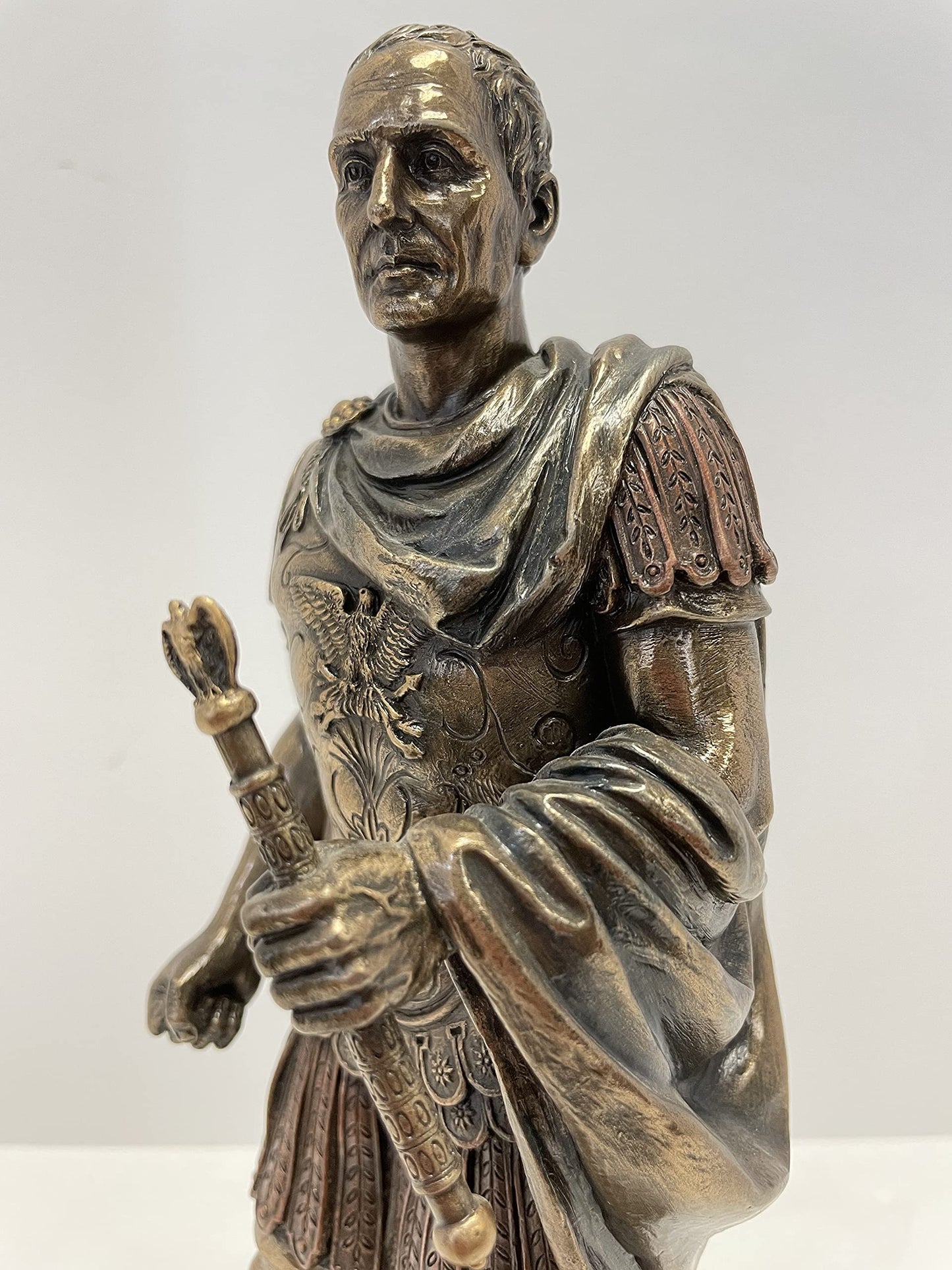 Gaius Julius Caesar in Roman Military Uniform Statue Bronze Finish