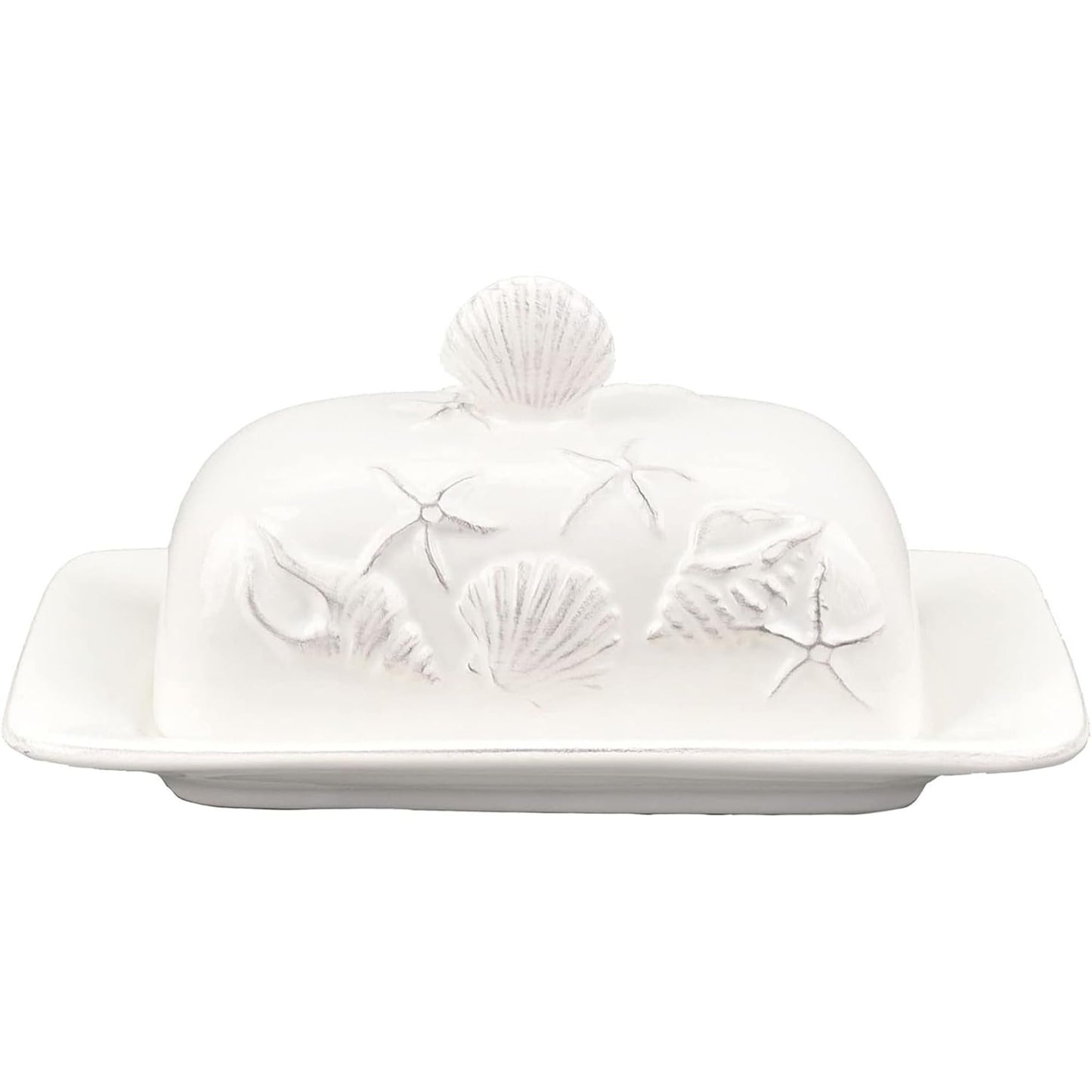 Blue Sky Clayworks Laguna Coastal Butter Dish, White