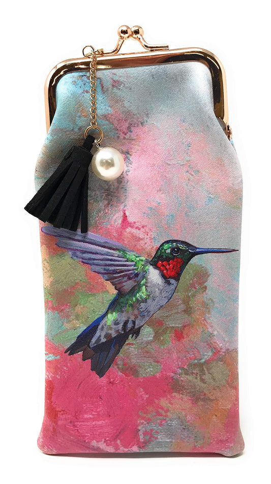 Value Arts Colorful Hummingbird Eyeglass Case Pouch, 7 Inches Long