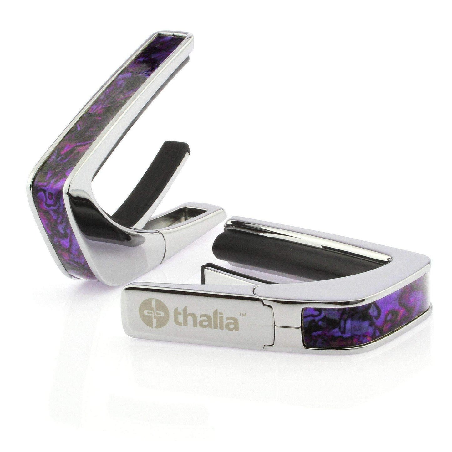 THALIA CHROME FINISH CAPO WITH PURPLE PAUA INLAY