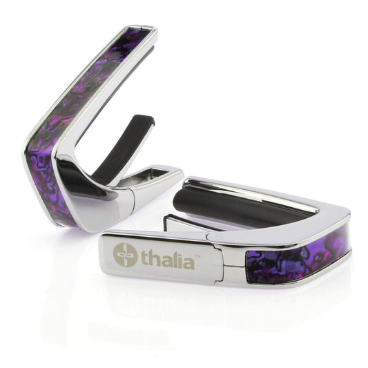 THALIA CHROME FINISH CAPO WITH PURPLE PAUA INLAY