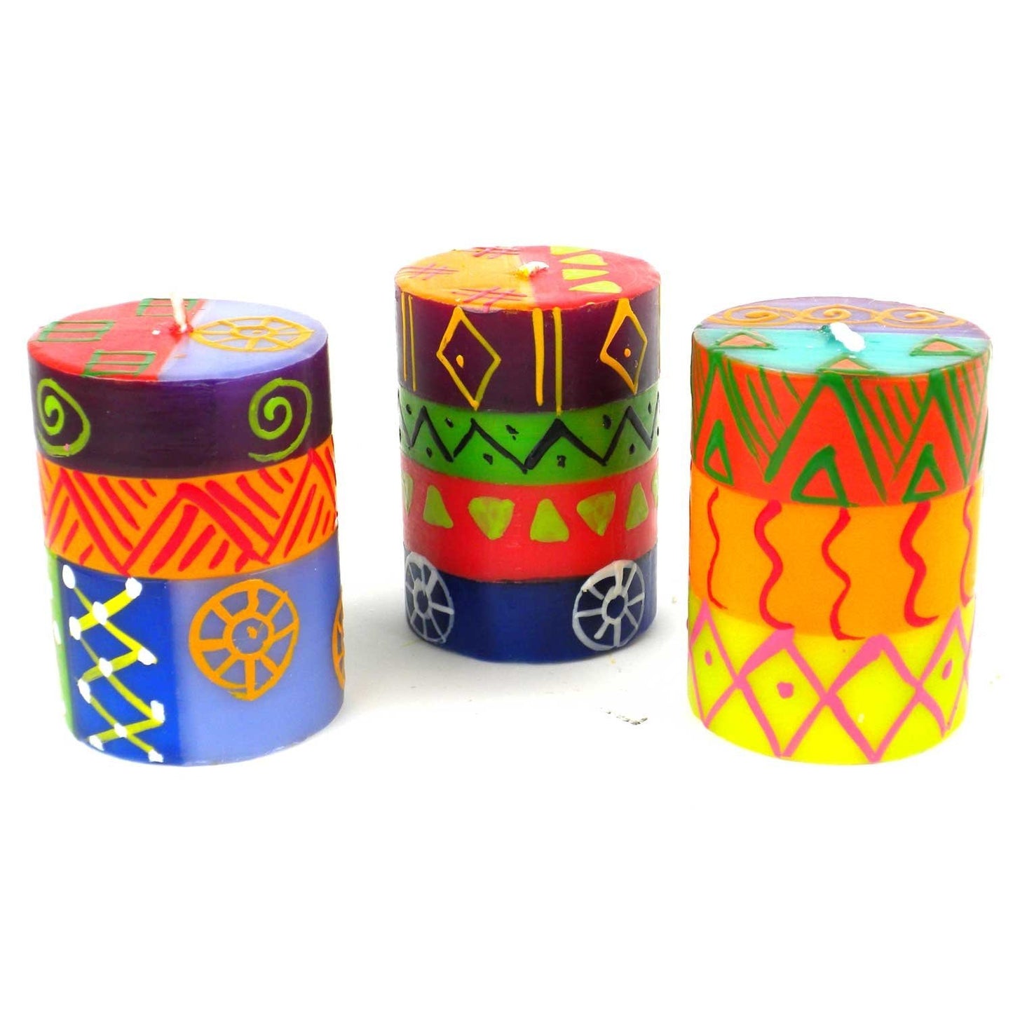 Global Crafts Hand-Painted Unscented Candles in African Designs