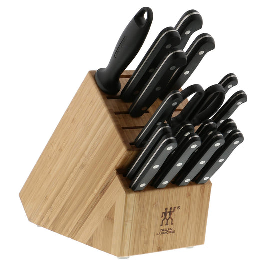 Zwilling Twin Gourmet Classic 18-pc Knife Block Set, Stamped German Stainless Steel, 3 Rivet Handle, No-Stain Blades, Includes Kitchen Shears and Honing Steel, Made in Spain