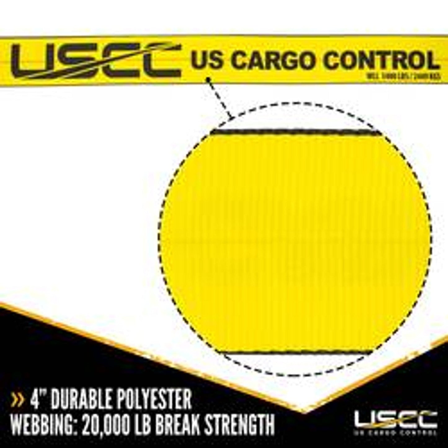 US Cargo Control 4 Inch Winch Strap with Large Flat Hook, 27 Feet Long, Heavy Duty Trailer Winch Strap for Safe Cargo Securement, Large Flat Hook End Fitting for Easy Fastening, Yellow