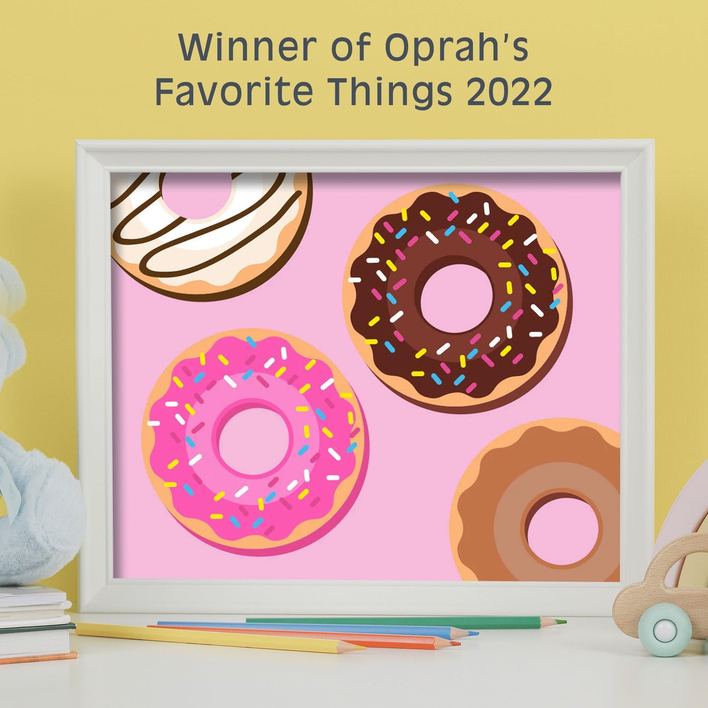 Pink Picasso Kits Paint by Number for Kids | DIY 8x10 Beginner Color by Numbers Canvas Painting Art Kits | Delicious Doughnuts