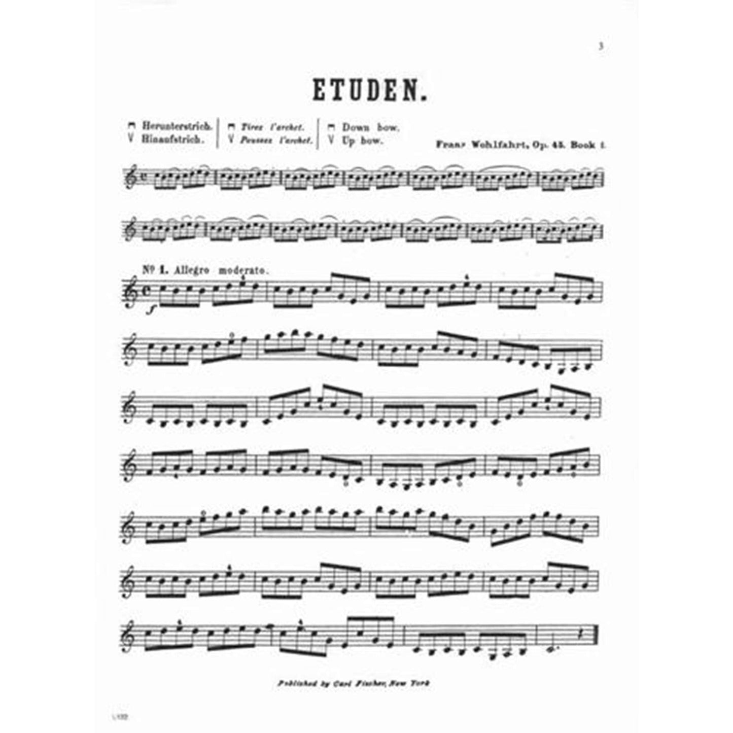 Sixty Etudes,op. 45, book 1, for violin; Franz Wohlfahrt (Carl Fischer)