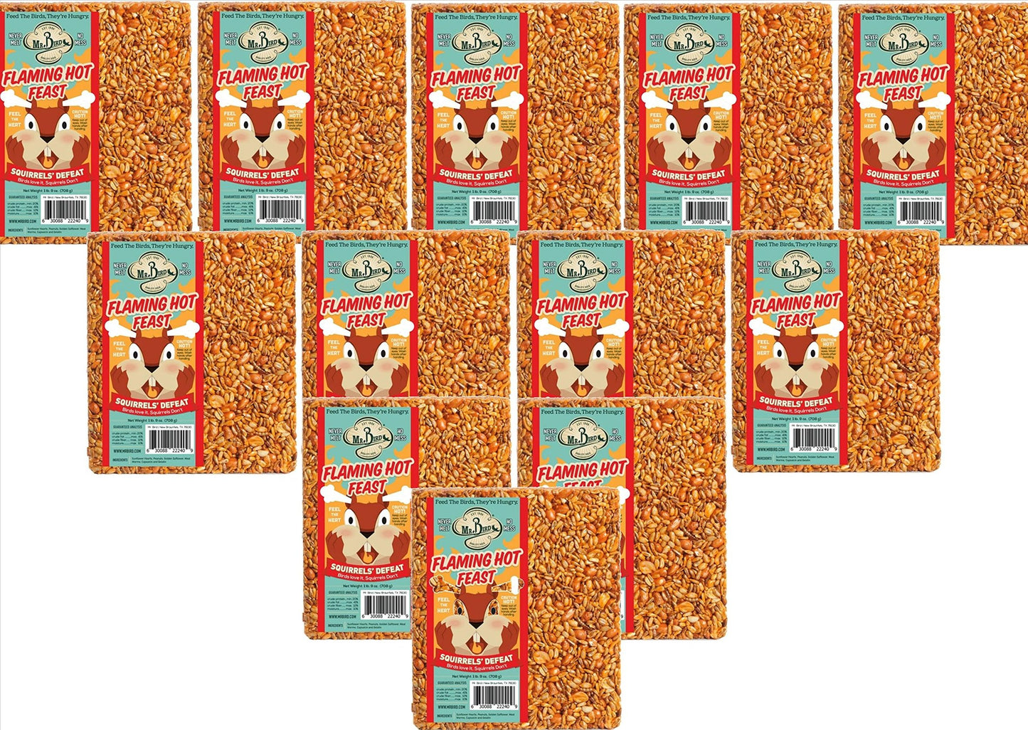 12-Pack of Mr Bird's Flaming Hot Feast Large Wild Bird Seed Block 1 lb. 9 oz.