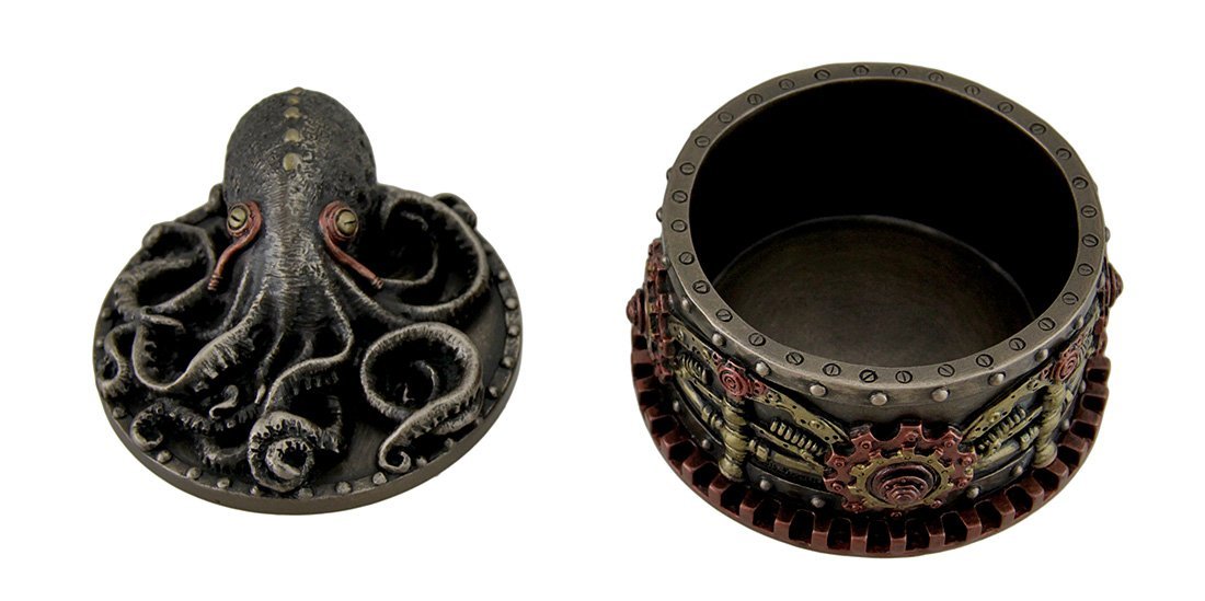 Veronese Design Decorative Bronze Finish Steampunk Octopus Trinket Box