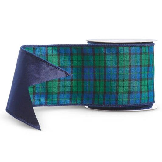 Raz Imports Ribbon 2024 4" X 10 Yards Black Watch Plaid Ribbon