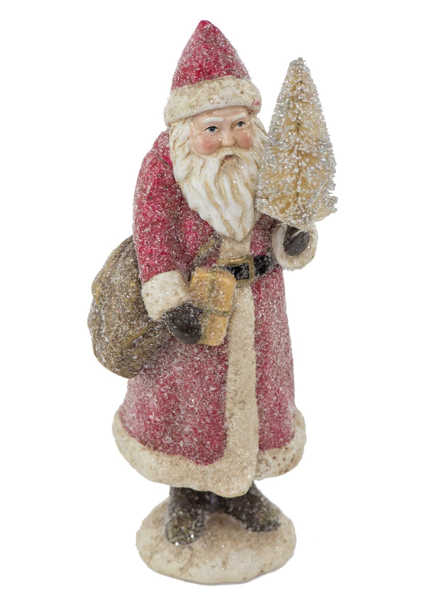 RAZ Imports Glittered Resin Santa Figure (Red)