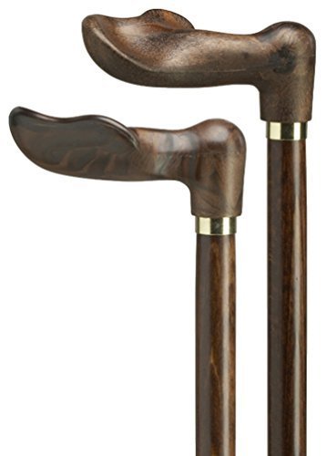Harvy Canes Right Hand Palm Grip Walnut Walking Cane with Walnut Molded Handle