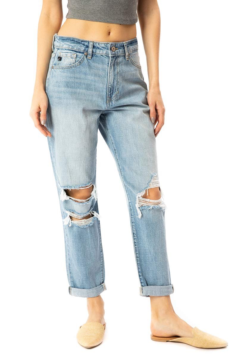 Kan Can Women's High Rise Mom Jeans