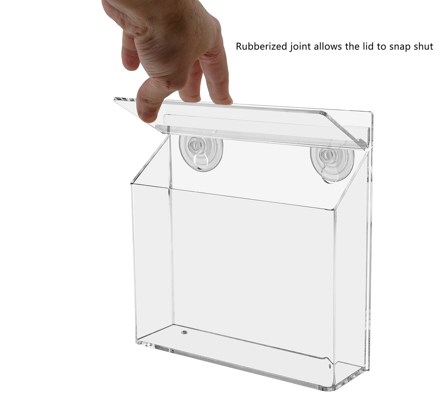 Marketing Holders Suction Cup Outdoor Brochure Holder Holds 7.5" x 5.5" Postcards and Handouts Window or Glass Wall Includes Take One Sticker Clear Acrylic Advertisement Box