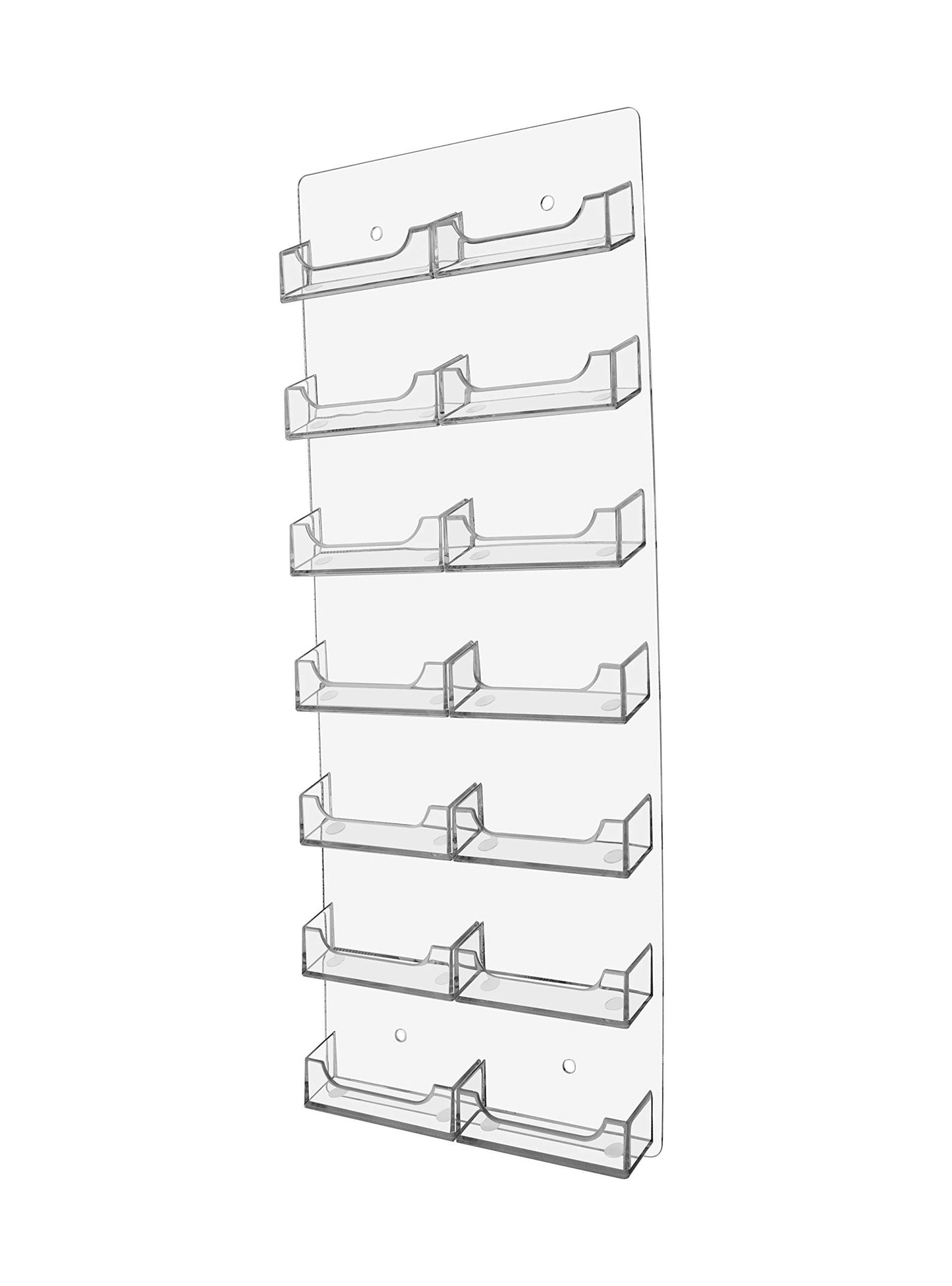 Marketing Holders Wall Business Card Holder with Hanging Hardware for 3.5" x 2" Gift Cards Clear Acrylic 8 Slot Display Holds 50 Contact or 30 Membership Cards No Assembly