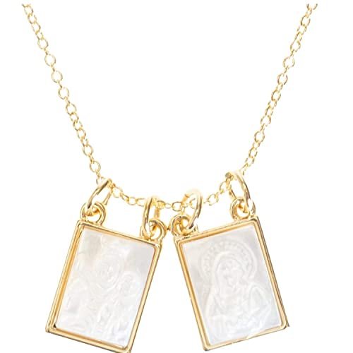 Roman Double Holy Scapular Gold Zinc Necklace 18 Inches Ling