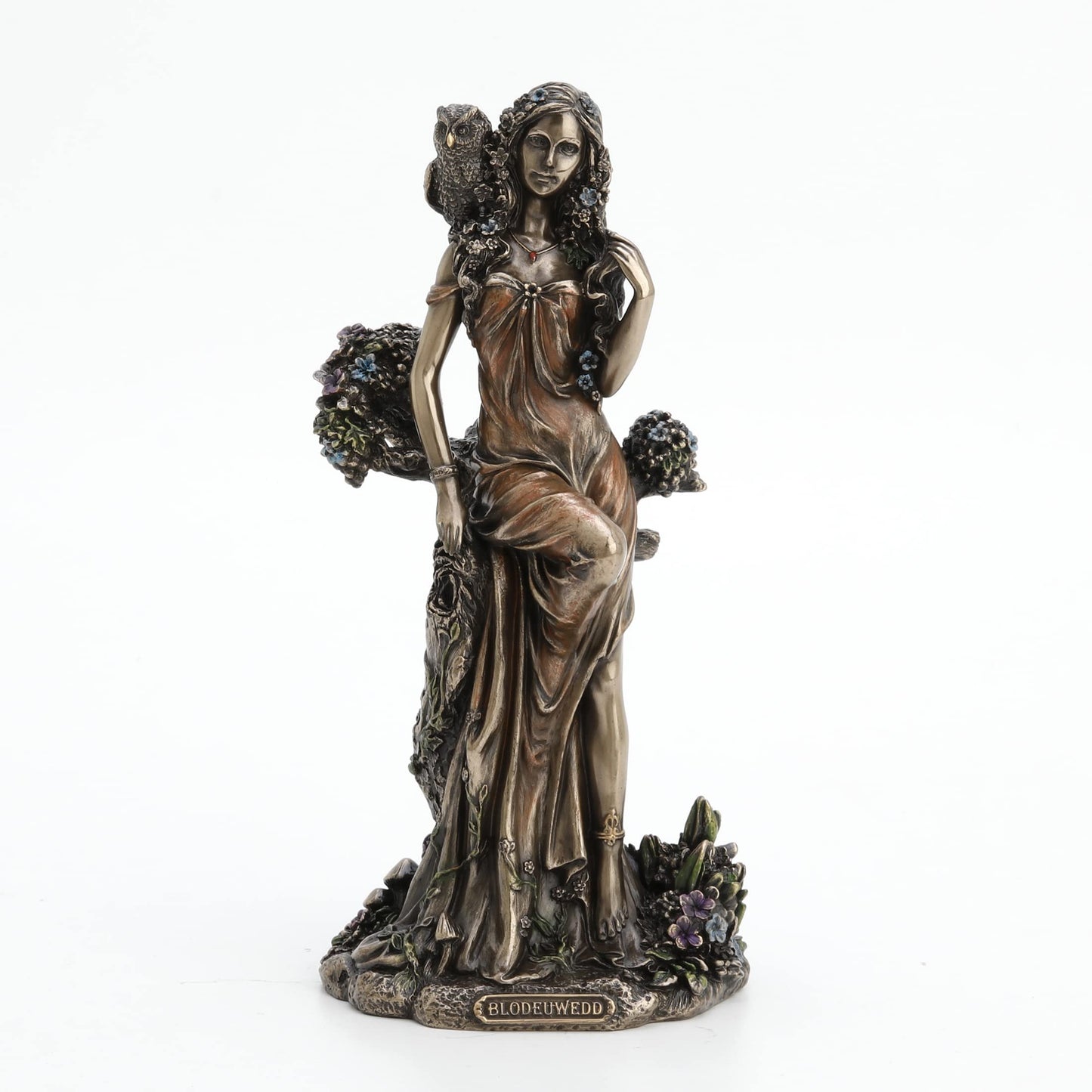 Veronese Design Blodeuwedd Celtic Goddess of Spring and Flowers Cold Cast Resin Antique Bronze Finish Statue