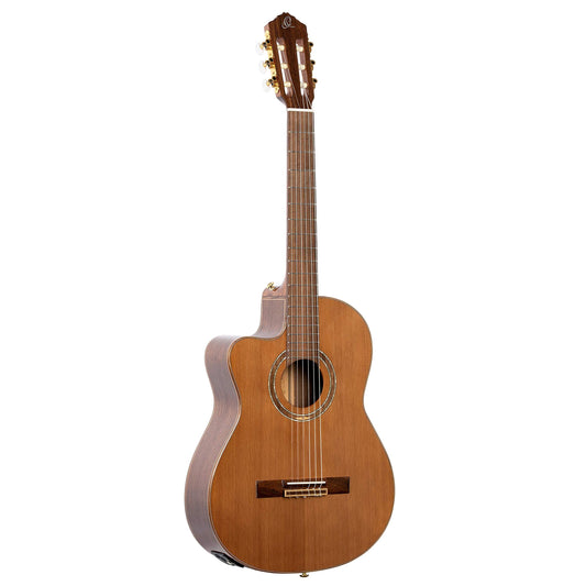 Ortega Guitars 6 String Performer Series Left-Handed Solid Top Medium Neck Acoustic-Electric Nylon Classical Guitar w/Bag, (RCE159MN-L)