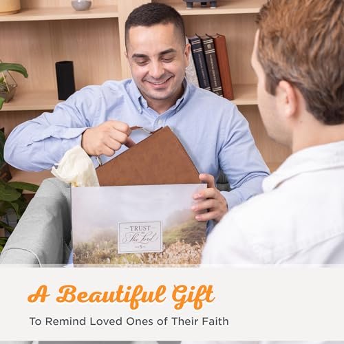 Christian Art Gifts Men/Women's Classic Bible Cover Faith Badge, Faux Leather