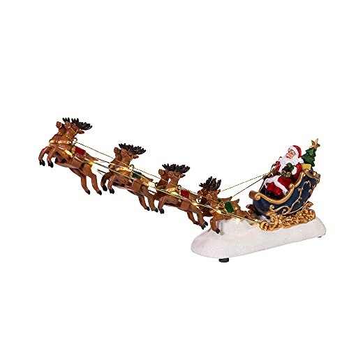 Kurt S. Adler Kurt Adler 7-Inch Battery-Operated LED Santa with Sleigh Table Piece, Multi