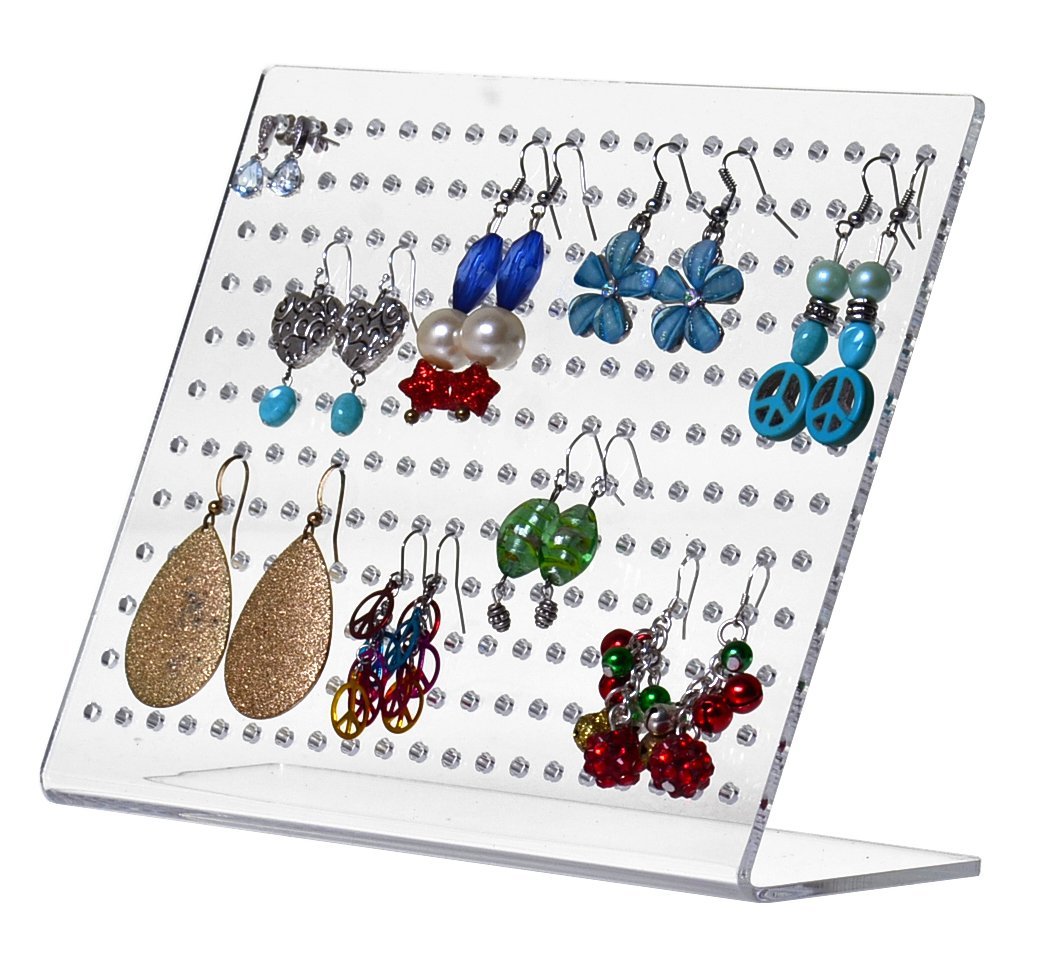 Marketing Holders Earring Display Stand 120 Pair Slant Back Clear Acrylic for Hoops Studs or Dangles Craft Fairs Art Shows Jewelry Designers Secondhand Shops Accessory Outlets Portable Neat
