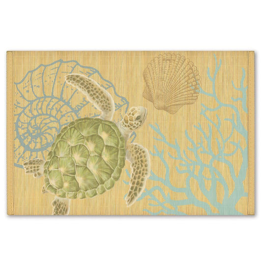 Hawaiian Style Bamboo Placemat Honu Turtle Voyage Set of 4