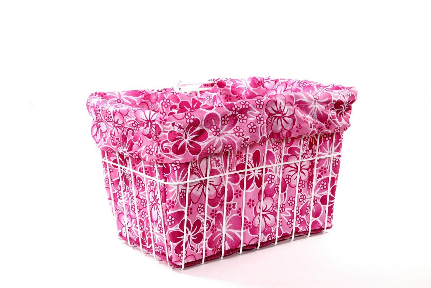 Cruiser Candy Bicycle Basket Liner Tote,Beach Cruiser Basket Cover, EBike Front Wire Or Wicker Bike Basket Fits Up to 15x12x10, Yoga Gym Beach Bag. Weatherproof Bike Bag (Pink Hawaiian)