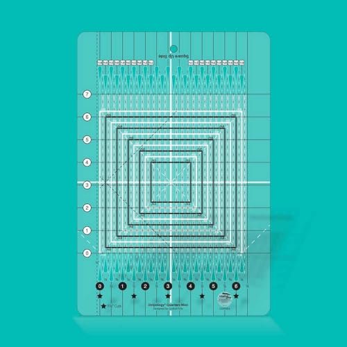 Creative Grids Stripology Quarters Mini Slotted Quilting Ruler – CGRGE4 – Made in USA, 8-1/2in x 12-1/2in, Non-Slip Grip Acrylic Fabric Strip Cutting, Sewing, Crafting, Patchwork Ruler & Template