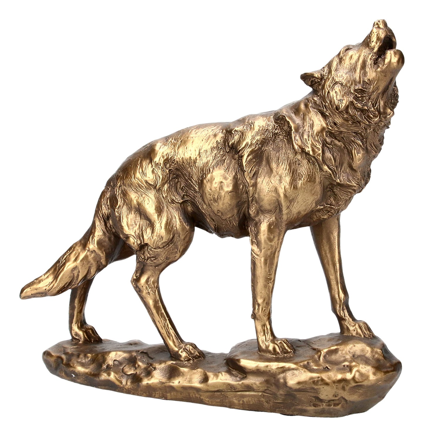 Pacific Giftware Animal World Howling Wolf Golden Finish Resin Figurine