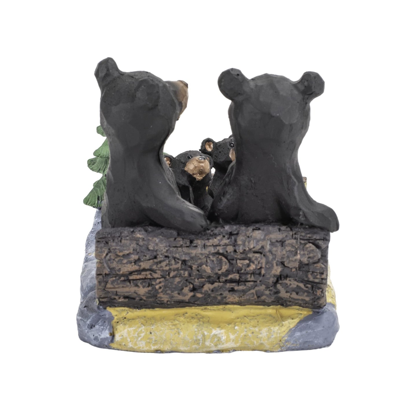 Bear Family Playing in Sandbox Natural Black 6 x 4.25 Resin Stone Figurine