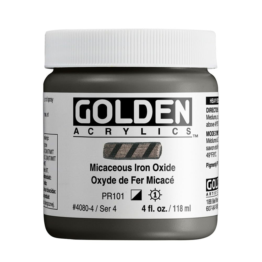 GOLDEN Heavy Body Acrylics, Micaceous Iron Oxide, 4 fl. oz. Jar, Professional Acrylic Paint, Semi-Opaque