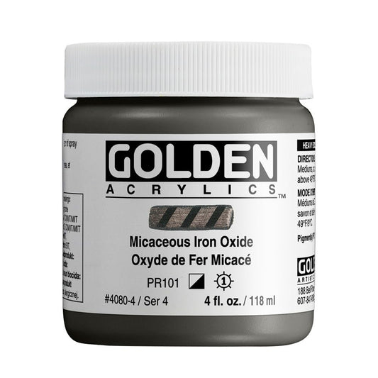 GOLDEN Heavy Body Acrylics, Micaceous Iron Oxide, 4 fl. oz. Jar, Professional Acrylic Paint, Semi-Opaque
